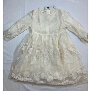 NJXD Formal Dress Girls 7/8 Yr Old Off White Lace Flower Girl Princess Party